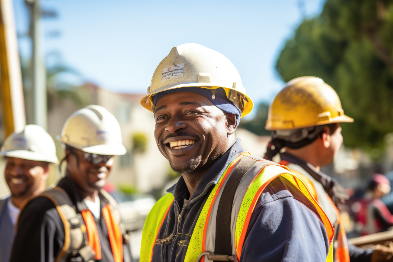 Smiling worker in protective gear